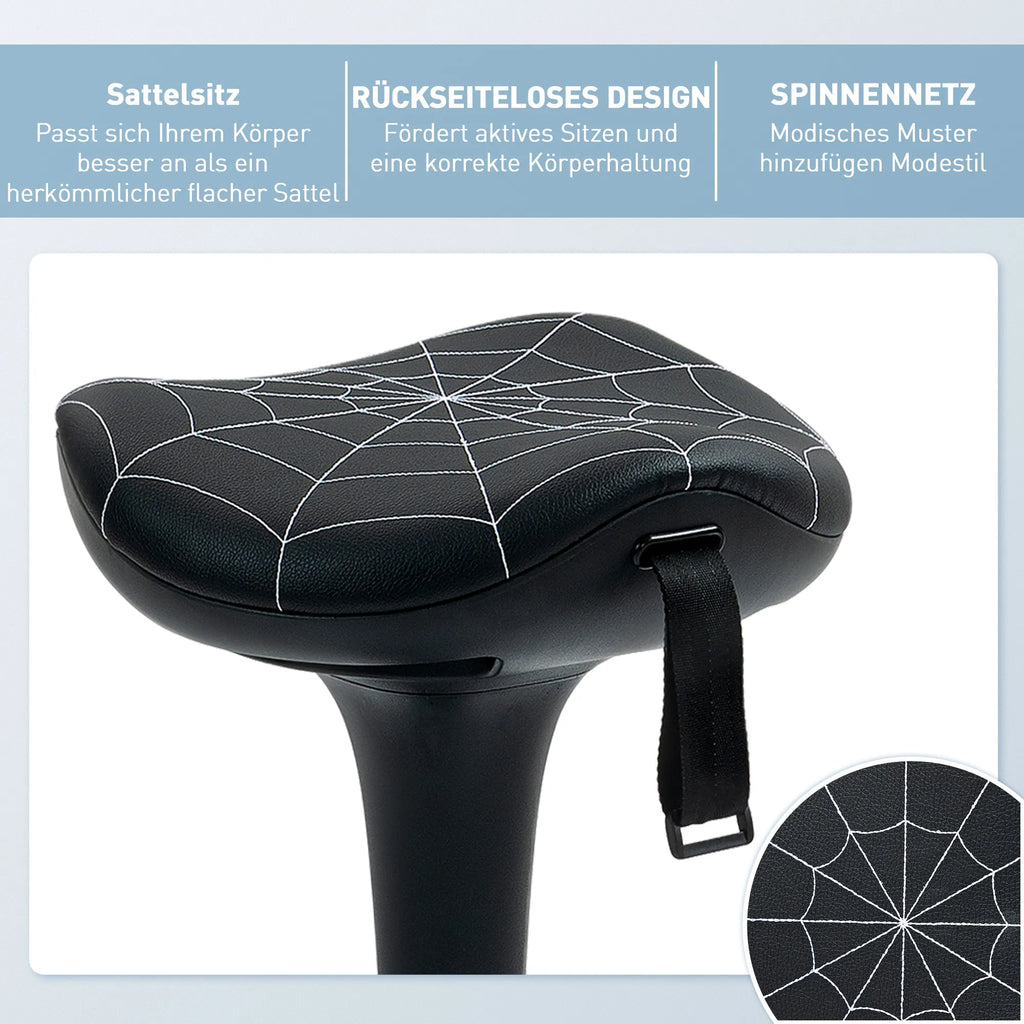 Ergonominė kėdė stovimam darbui, reguliuojamo aukščio, iki 125 kg, pasukama, juoda