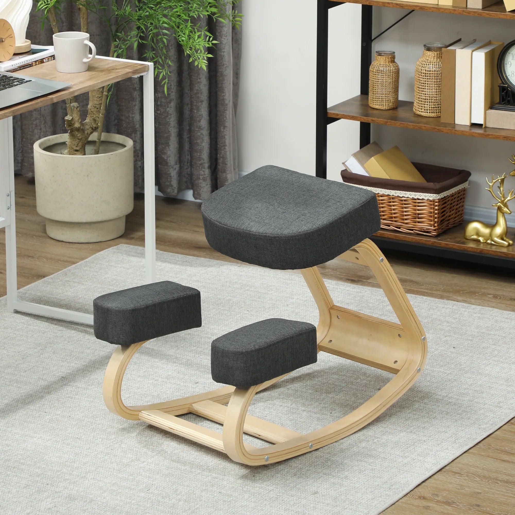 Ergonominė klūpėjimo kėdė iki 120 kg, pilka