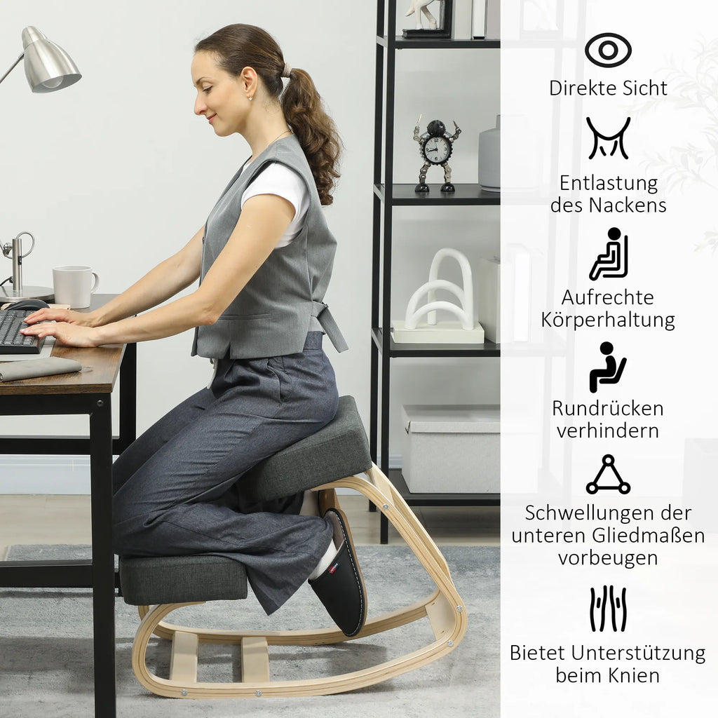 Ergonominė klūpėjimo kėdė iki 120 kg, pilka