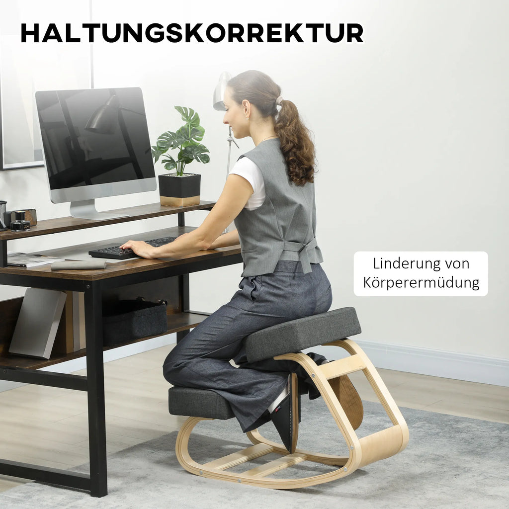 Ergonominė klūpėjimo kėdė iki 120 kg, pilka