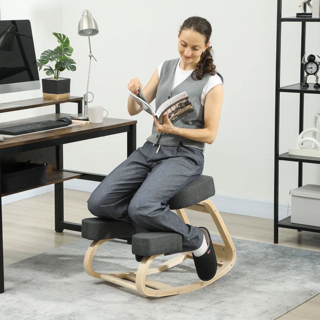 Ergonominė klūpėjimo kėdė iki 120 kg, pilka