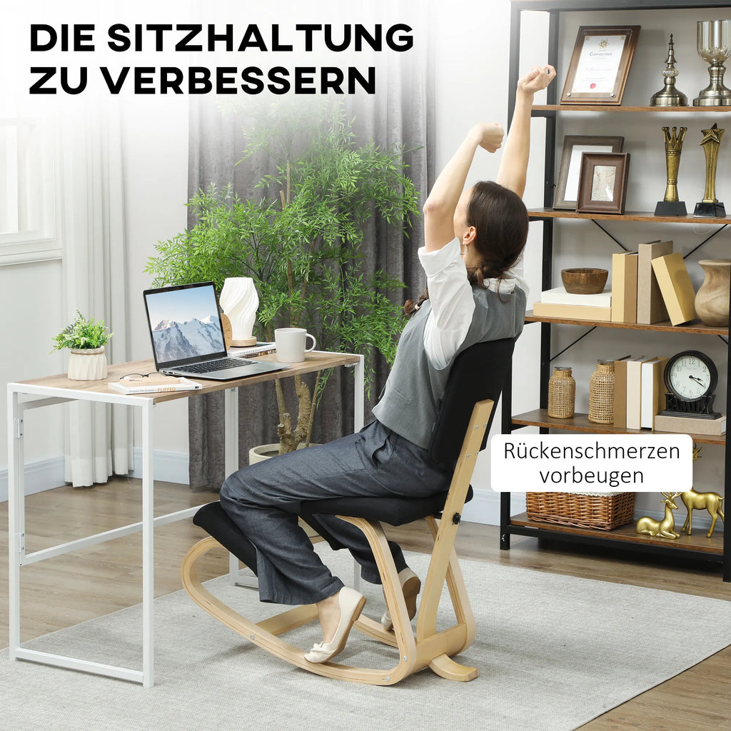 Ergonominė klūpėjimo kėdė, laikyseną gerinanti kėdė biurui ir namams, iki 120 kg, juoda