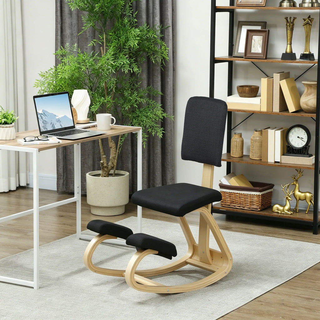 Ergonominė klūpėjimo kėdė, laikyseną gerinanti kėdė biurui ir namams, iki 120 kg, juoda