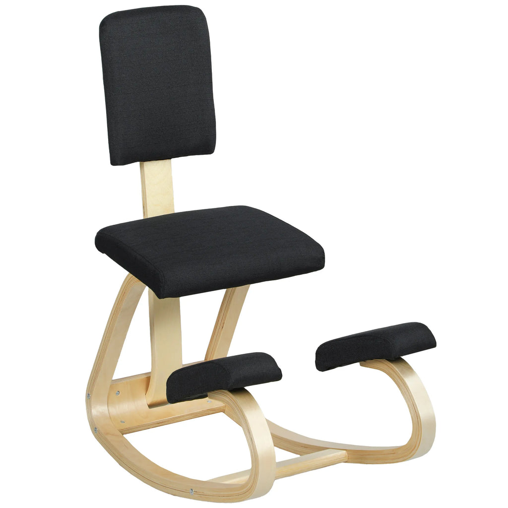 Ergonominė klūpėjimo kėdė, laikyseną gerinanti kėdė biurui ir namams, iki 120 kg, juoda