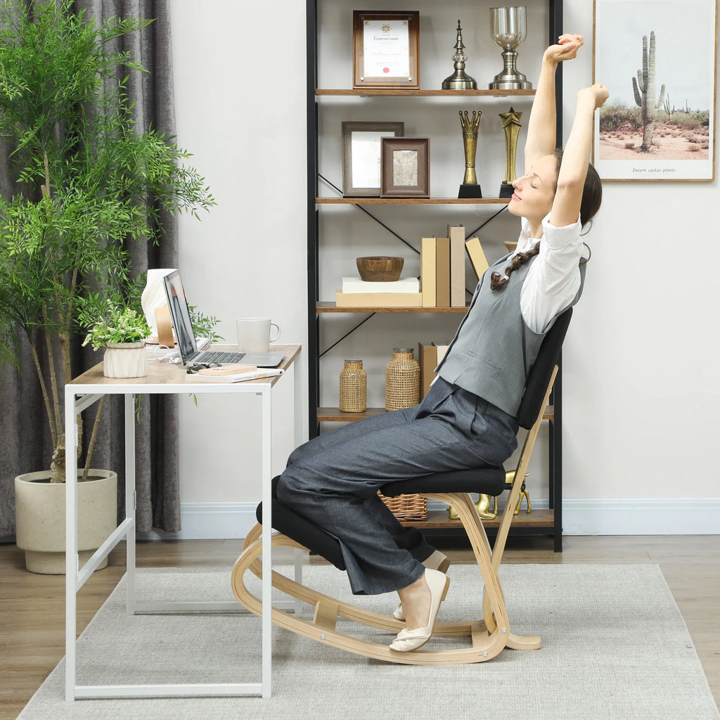 Ergonominė klūpėjimo kėdė, laikyseną gerinanti kėdė biurui ir namams, iki 120 kg, juoda