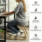 Ergonominė klūpėjimo kėdė, medinė, pilka