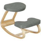 Ergonominė klūpėjimo kėdė, medinė, pilka