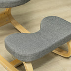 Ergonominė klūpėjimo kėdė, medinė, pilka