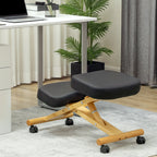 Ergonominė klūpėjimo kėdė su ratukais, juoda