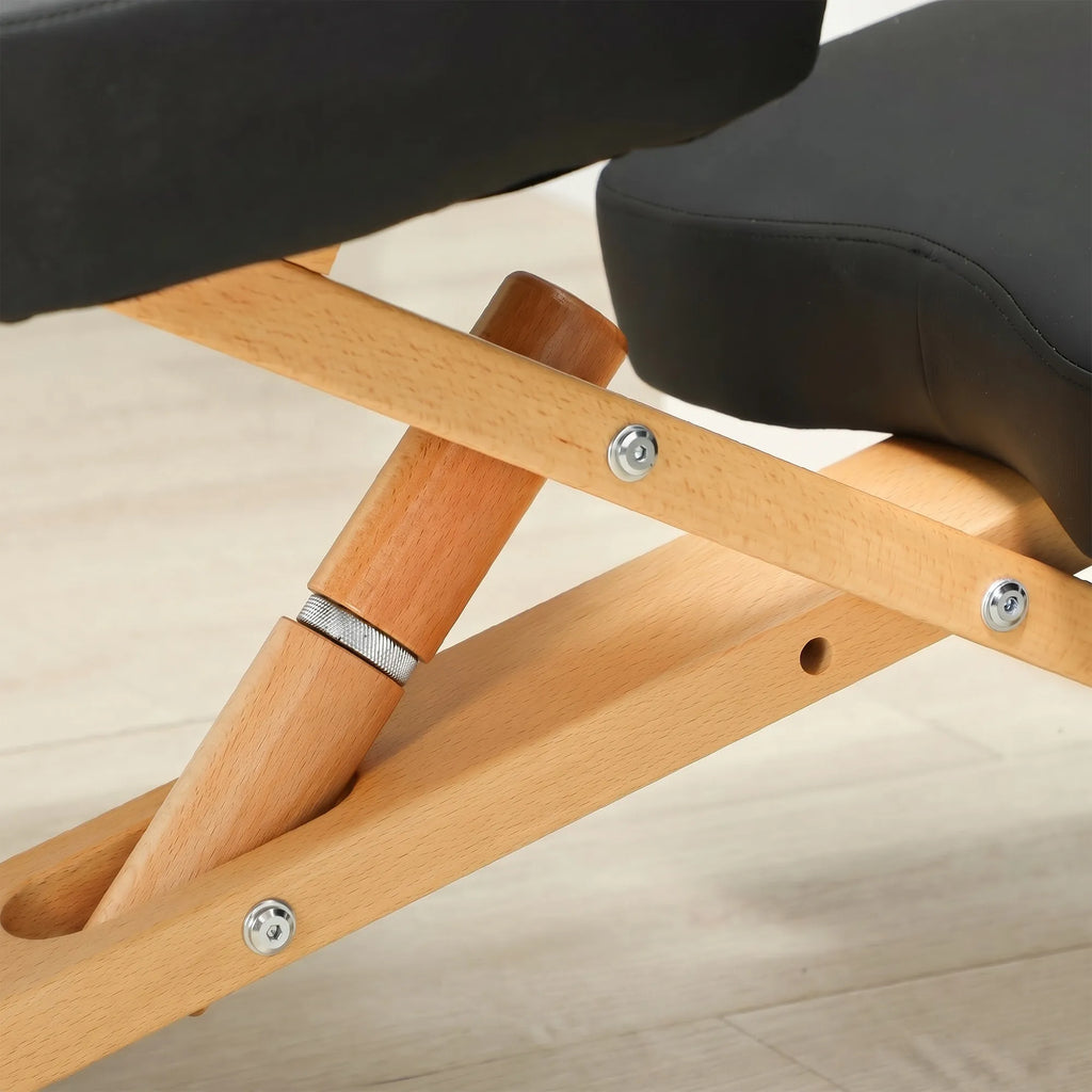 Ergonominė klūpėjimo kėdė su ratukais, juoda