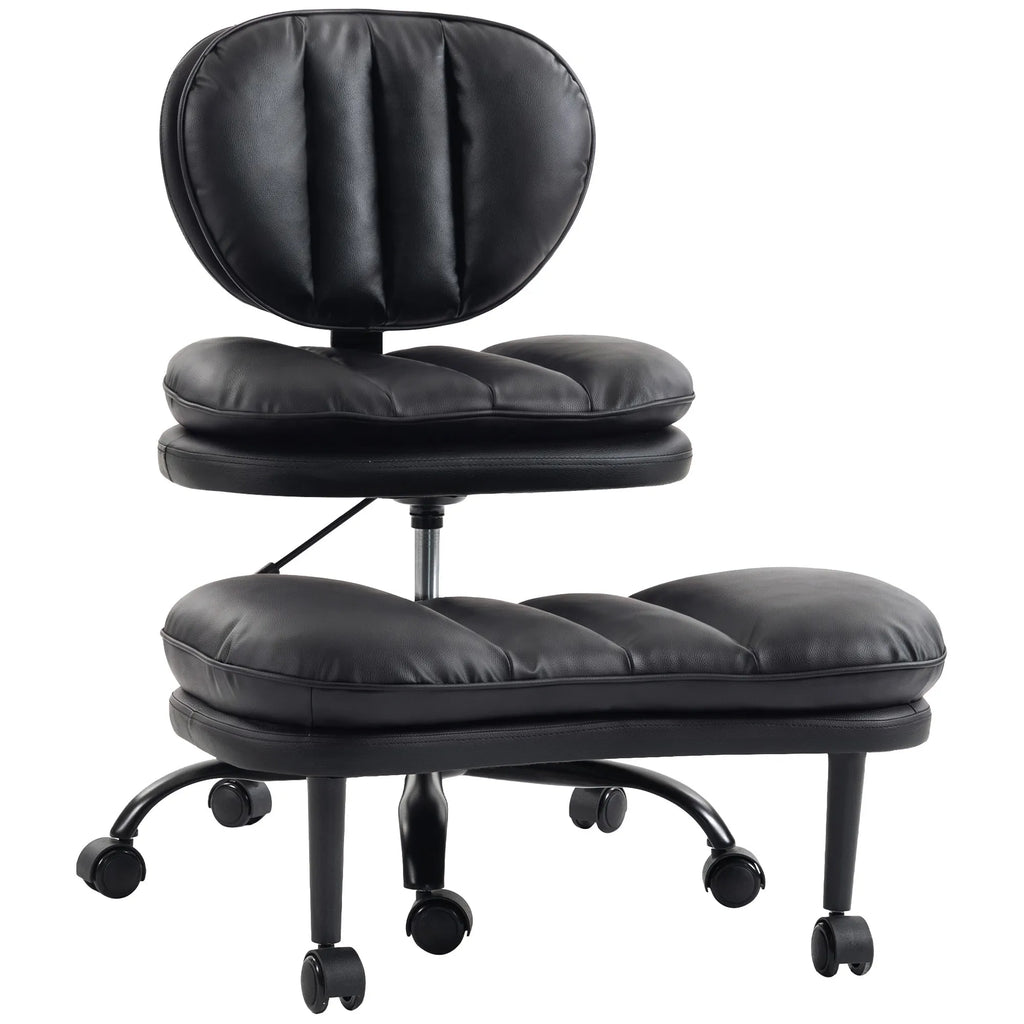 Ergonomiška biuro kėdė meditacijai, sukama 360°, su ratukais ir nuimama pakoja, juoda
