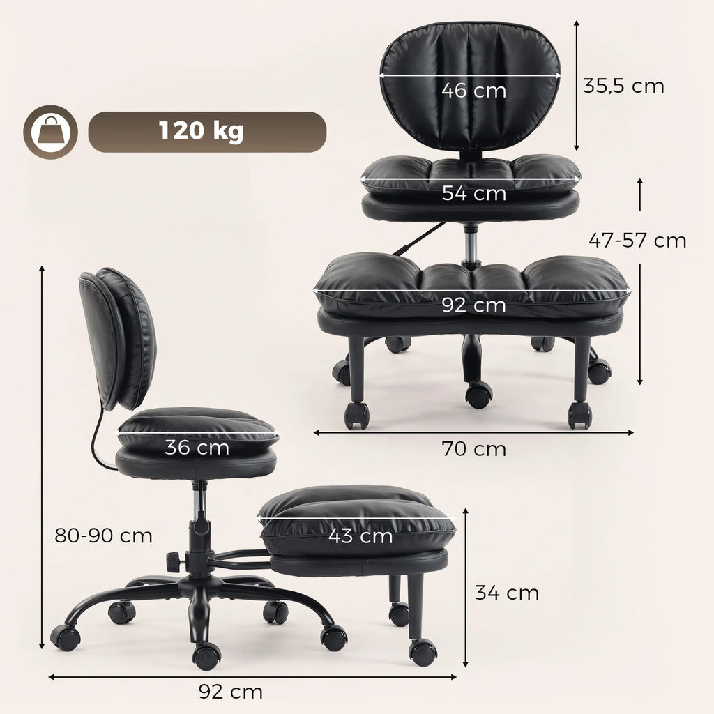 Ergonomiška biuro kėdė meditacijai, sukama 360°, su ratukais ir nuimama pakoja, juoda