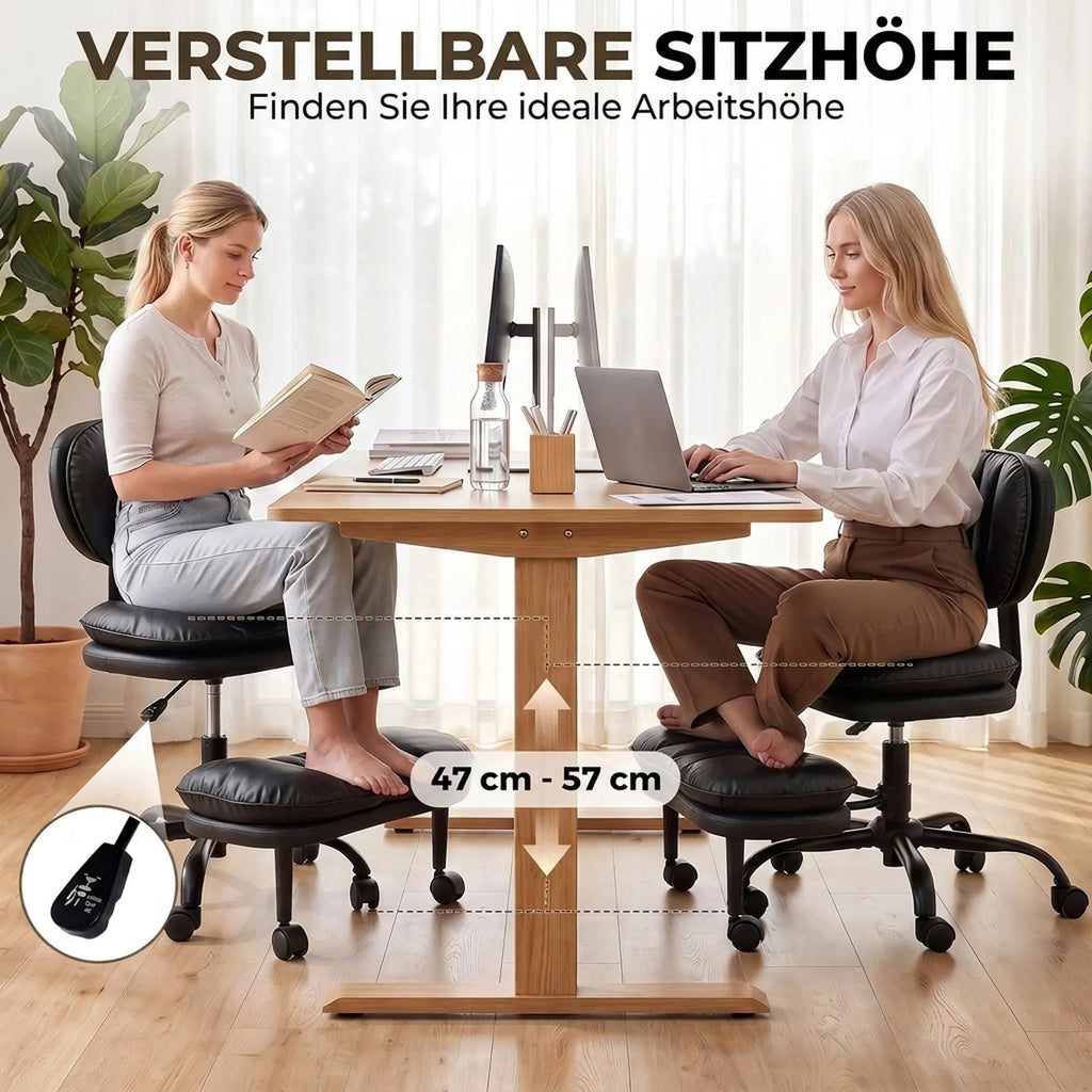 Ergonomiška biuro kėdė meditacijai, sukama 360°, su ratukais ir nuimama pakoja, juoda