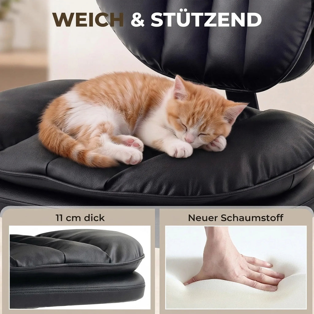 Ergonomiška biuro kėdė meditacijai, sukama 360°, su ratukais ir nuimama pakoja, juoda