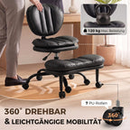 Ergonomiška biuro kėdė meditacijai, sukama 360°, su ratukais ir nuimama pakoja, juoda