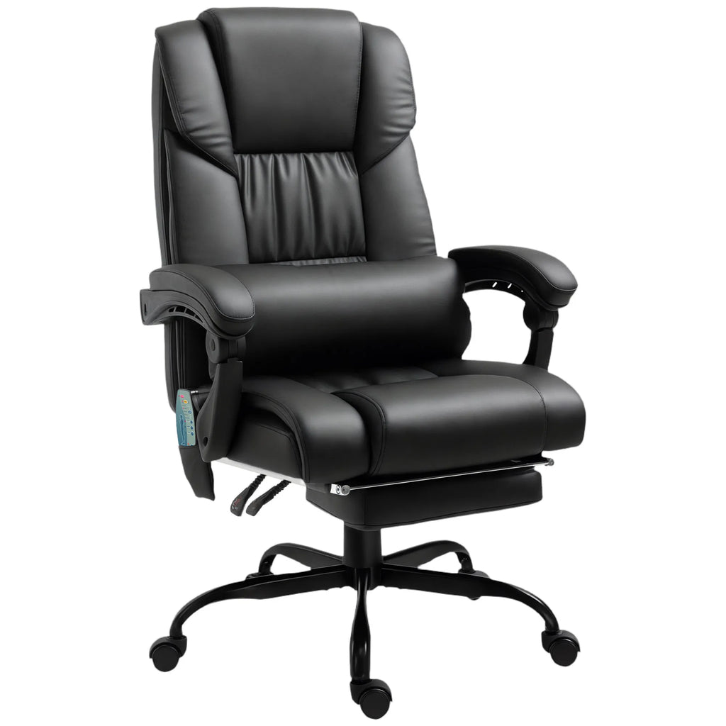 Ergonomiška biuro kėdė su masažo funkcija dirbtina oda juoda