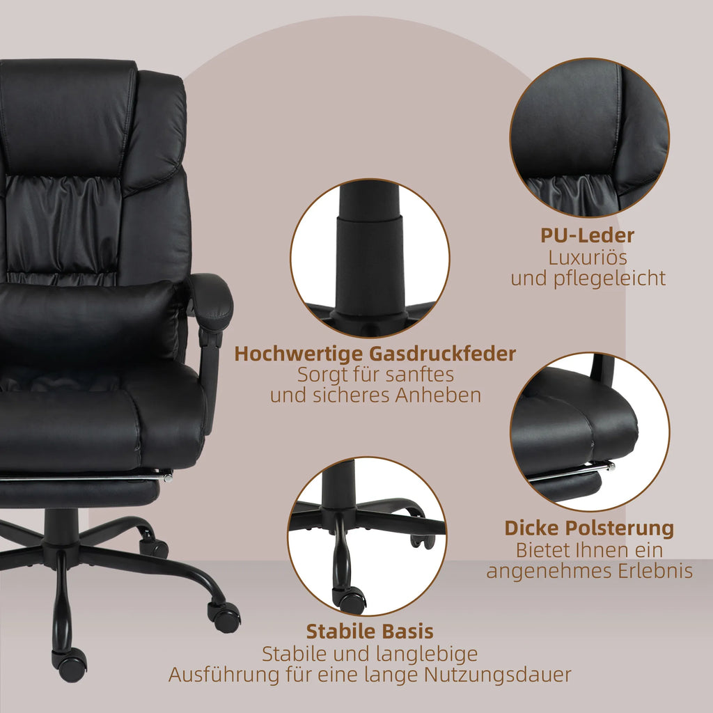 Ergonomiška biuro kėdė su masažo funkcija dirbtina oda juoda