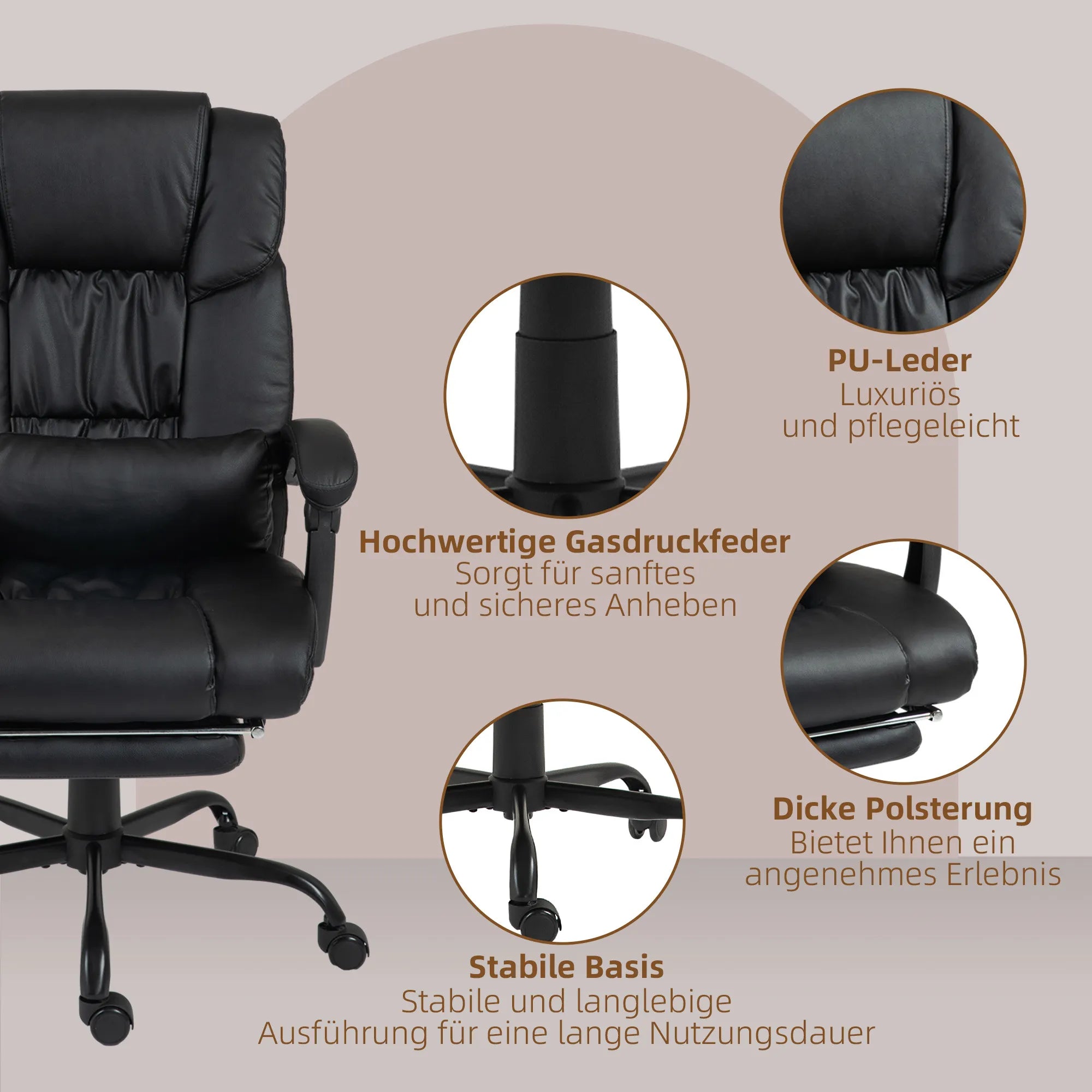 Ergonomiška biuro kėdė su masažo funkcija dirbtina oda juoda