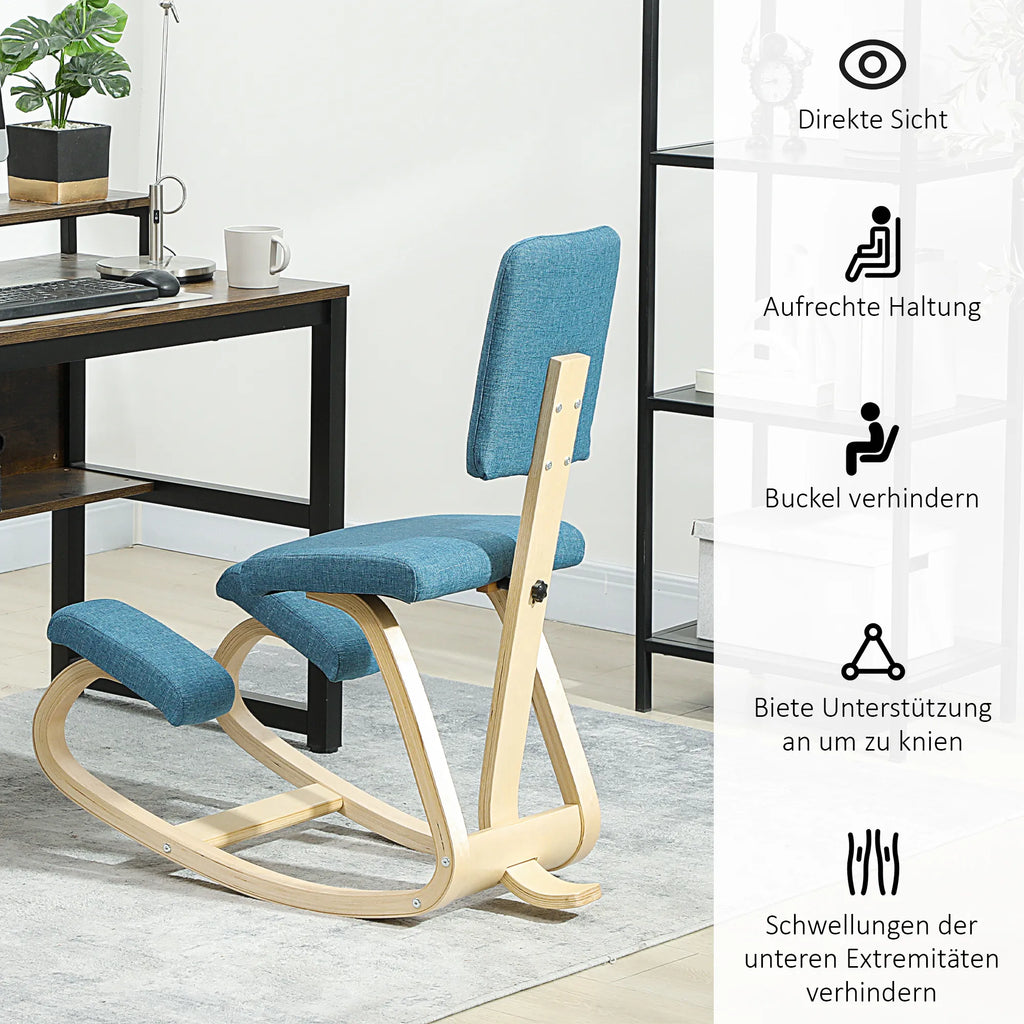 Ergonomiška kelių kėdė iki 120 kg, su atlošu, mėlyna