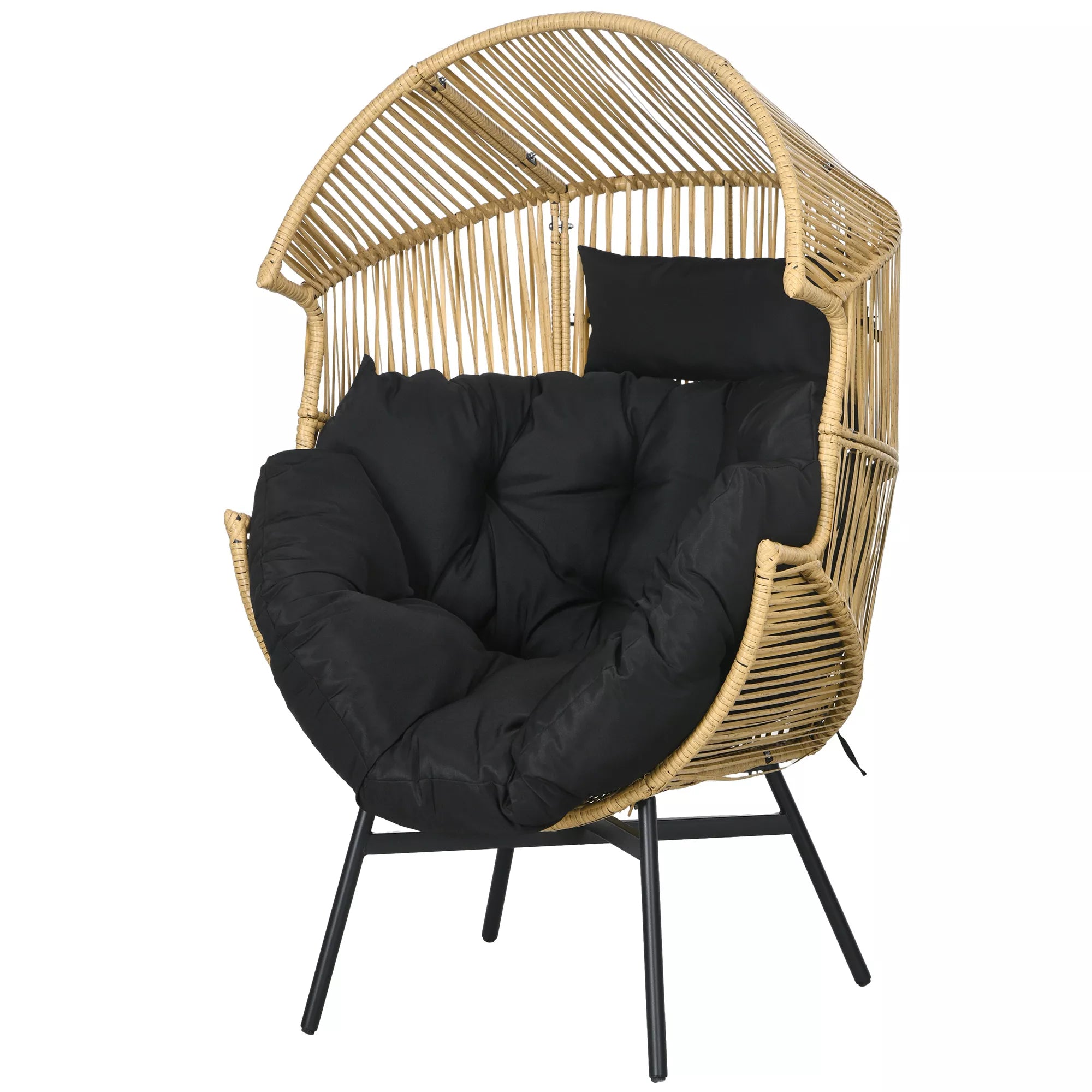 Rattan kėdė Lauko kėdė Sodo kėdė, PE-rattan, 89 cm x 75 cm x 143 cm, natūrali + juoda