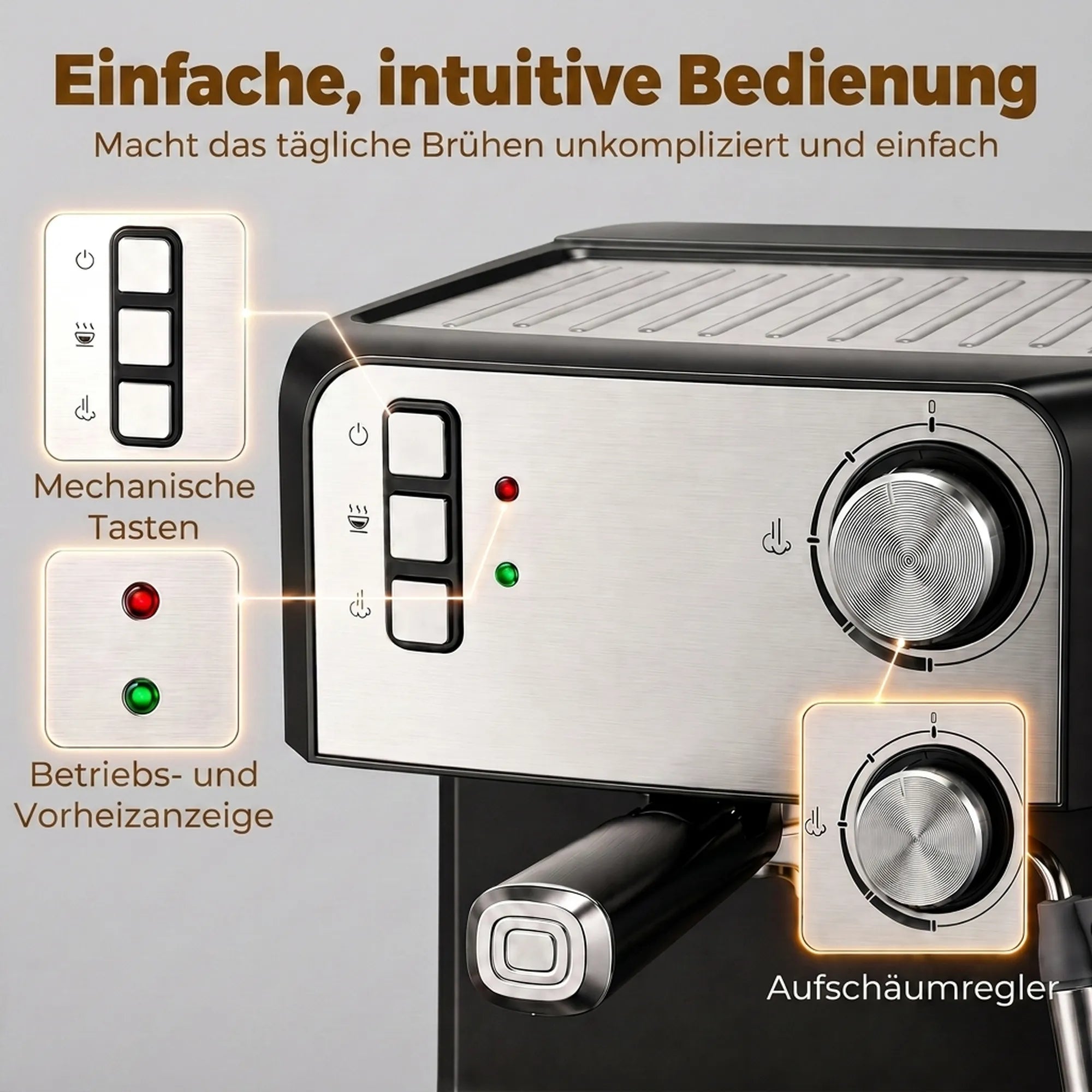 Espreso kavos aparatas, 20 bar, 1,6 l talpos, juodas