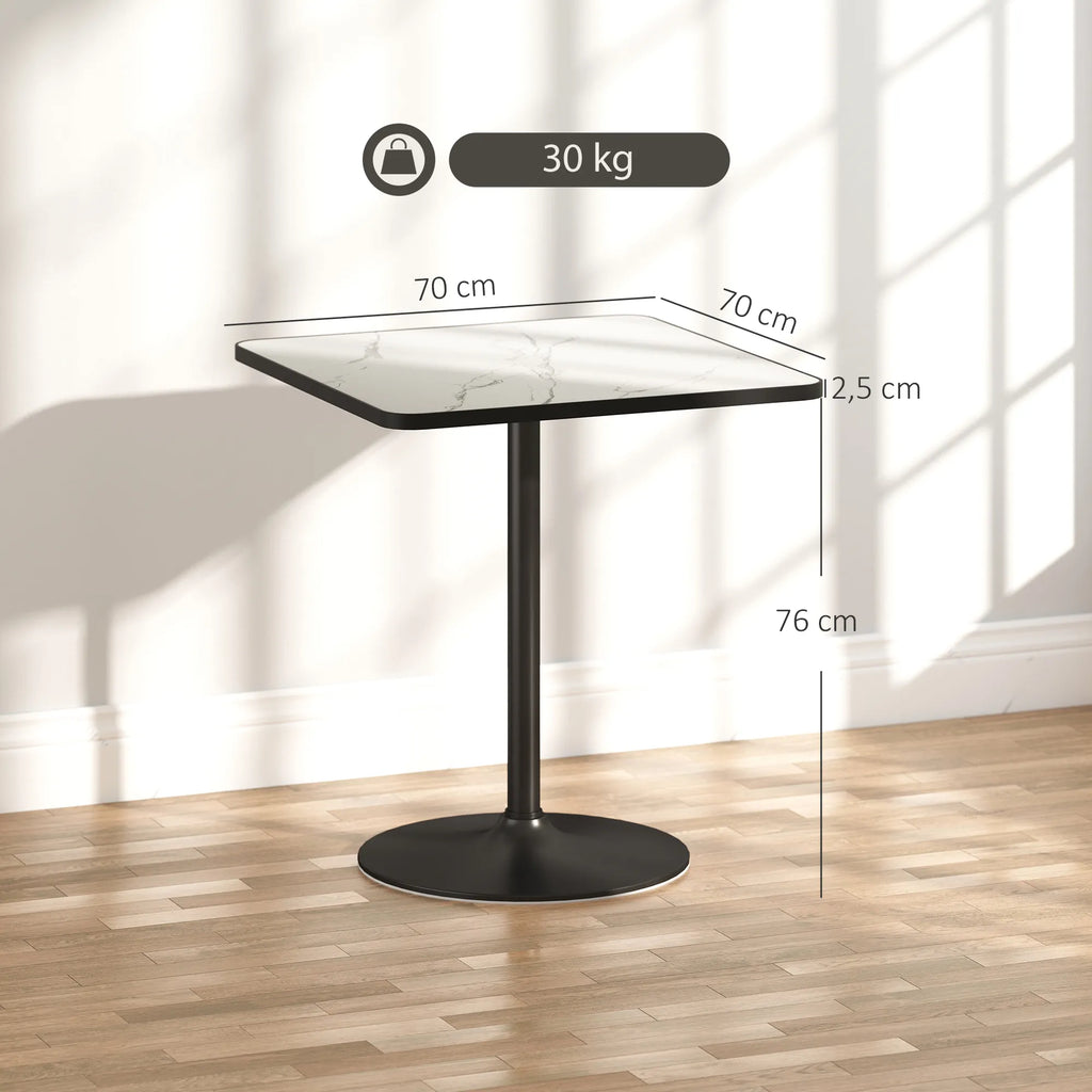 Esstisch Medžiagos MDF ir metalas 70x70 cm marmuro rašto baltas