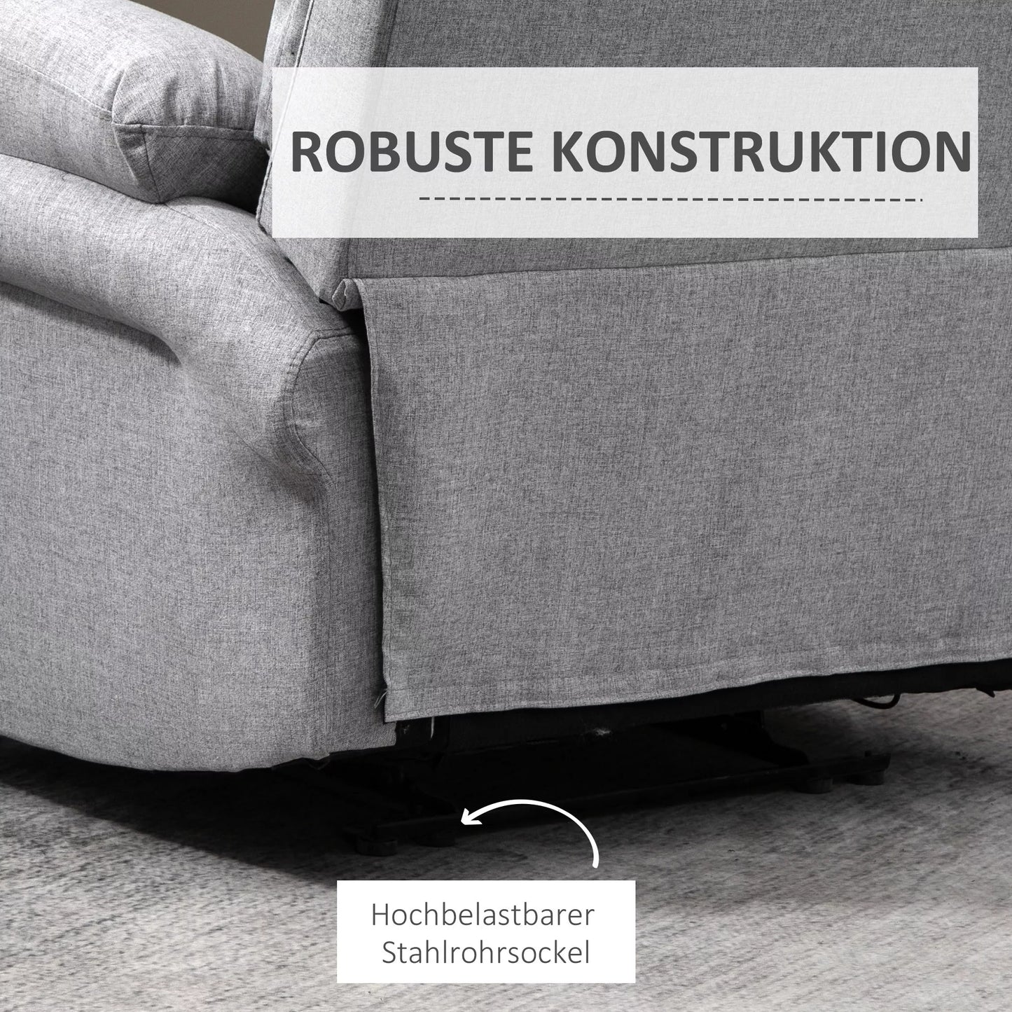 HOMCOM fotelis su atlošimo funkcija, vienvietė sofa, reguliuojamas, atsidaro 165°, poilsio fotelis, televizijos fotelis, skirtas svetainei, miegamajam, lininio audinio imitacija, šviesiai pilkos spalvos, 91 x 92 x 102 cm