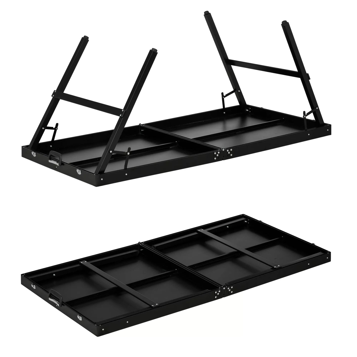 Stalo teniso rinkinys, sulankstomas, su užraktu ir rankena, aliuminio rėmas, 152x76x72 cm, juodas