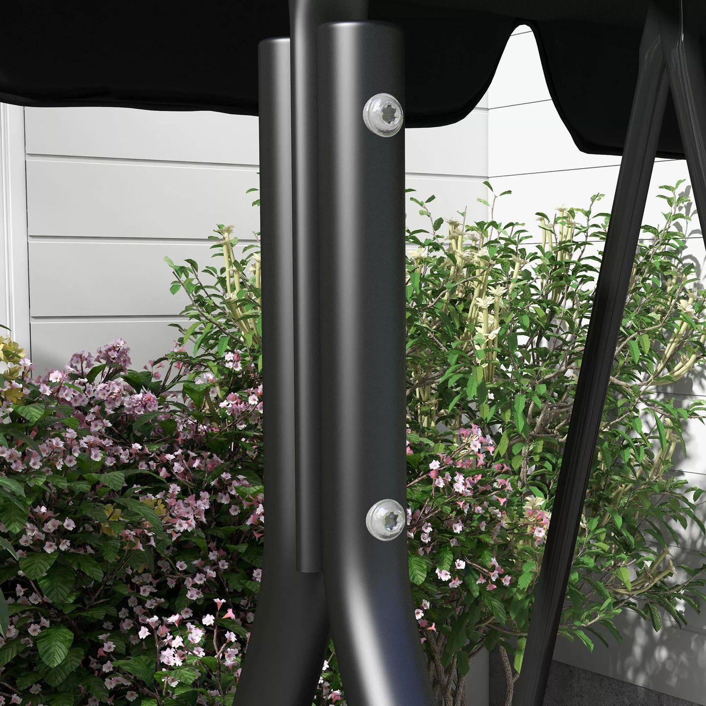 3 vietų "Hollywood" stiliaus sūpynės sodui, atsparios oro sąlygoms, 172 cm x 110 cm x 153 cm, juodos spalvos