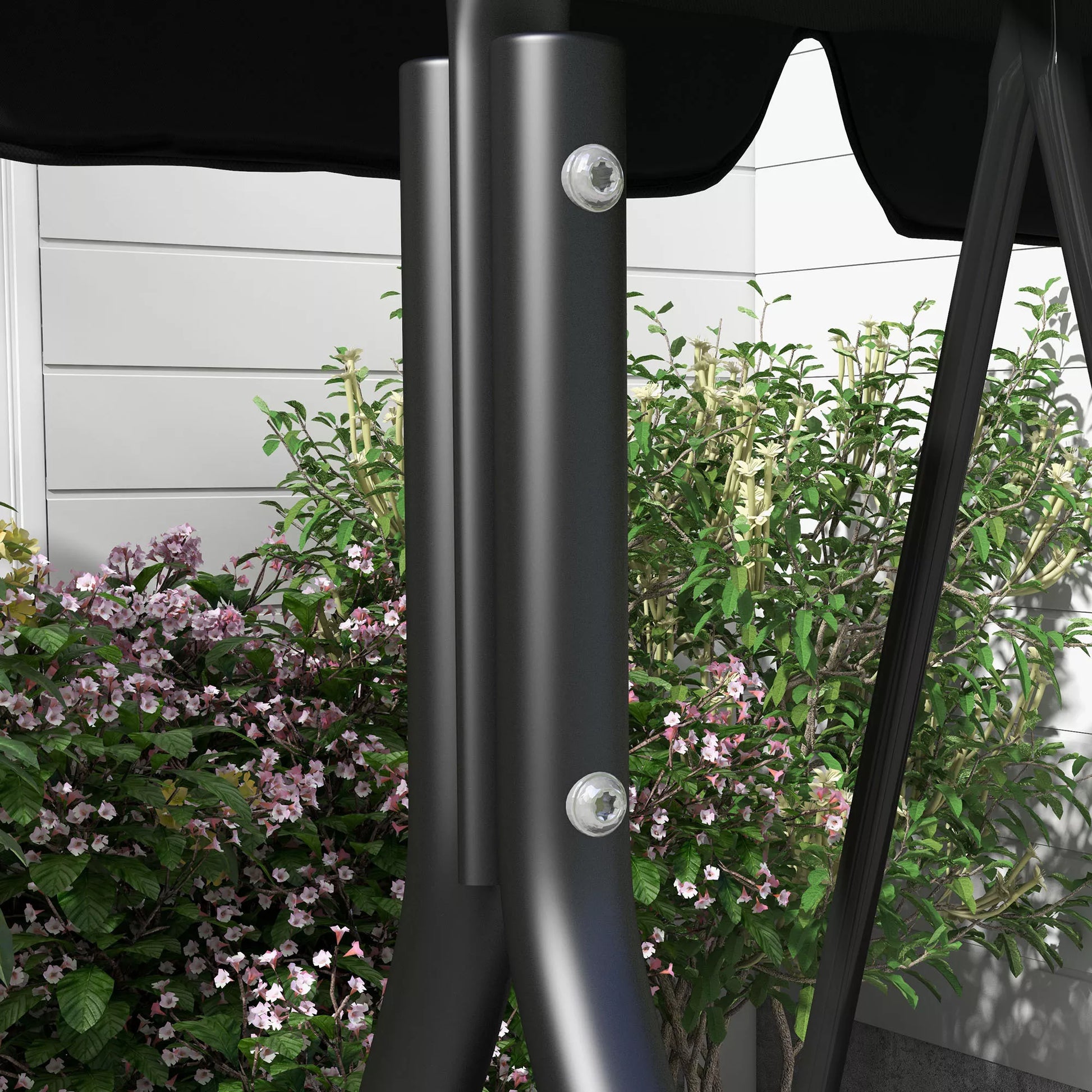 3 vietų "Hollywood" stiliaus sūpynės sodui, atsparios oro sąlygoms, 172 cm x 110 cm x 153 cm, juodos spalvos