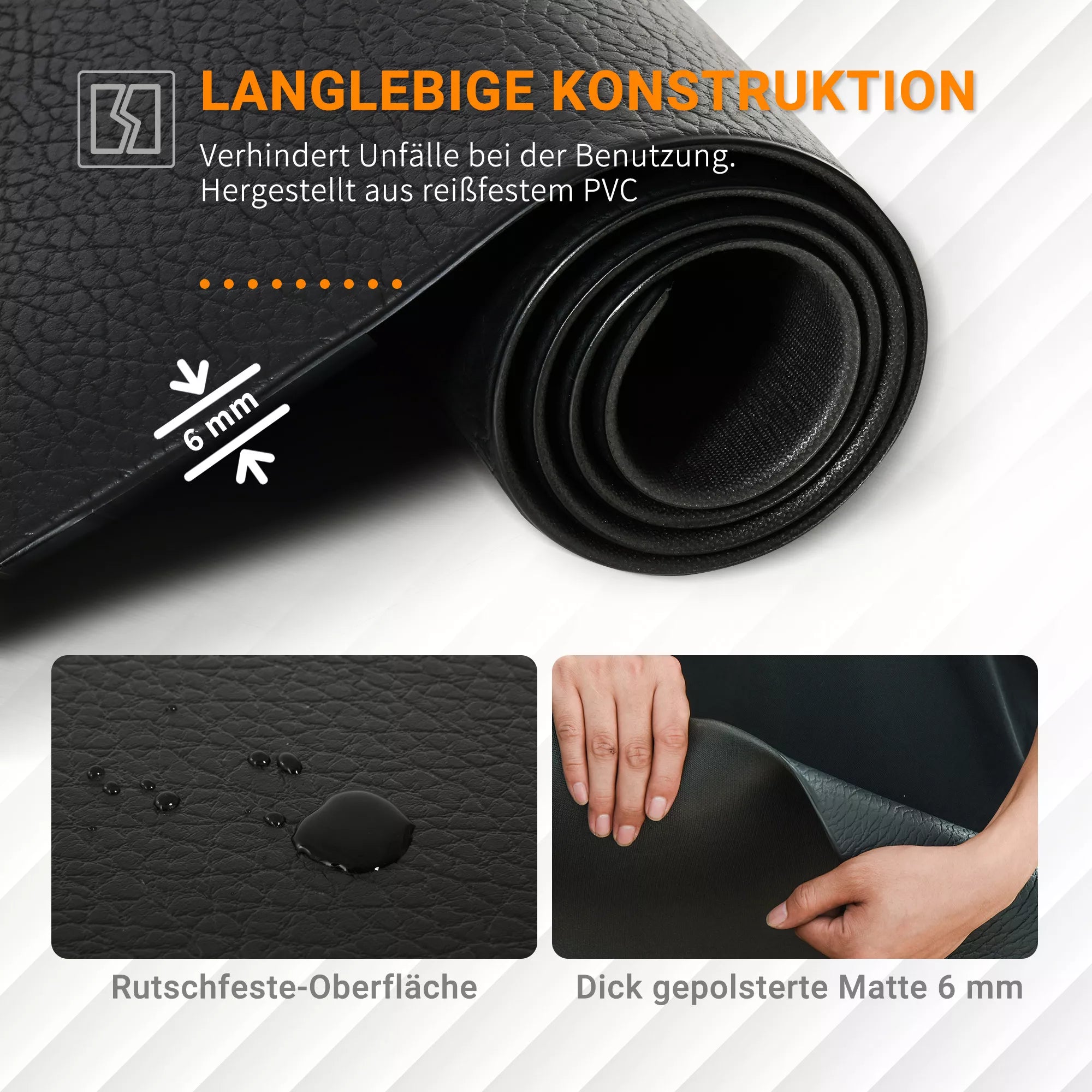 Neslystantis grindų apsauginis kilimėlis sporto įrangai, 6 mm storio, daugiafunkcis kilimėlis jogai, bėgimo takeliui, treniruokliui, juodas, 180x90 cm
