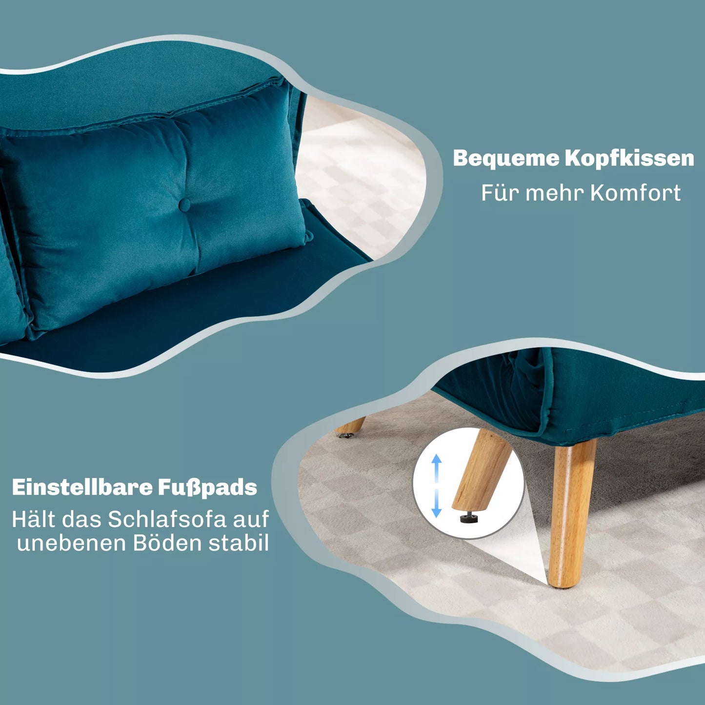 2 vietų miegojama sofa, sofa-lova, transformuojama į lovą, reguliuojama atlošas, audinio apmušalas, metalinis rėmas, žalia