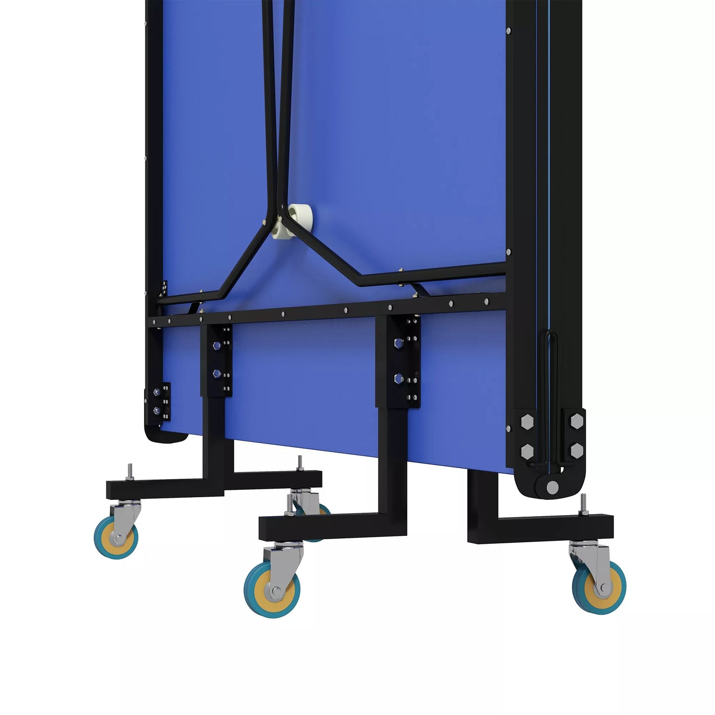 Sulankstomas stalo teniso stalas su 8 ratais, milteliniu būdu dengtu plieniniu rėmu, MDF, 274 x 152,5 x 76 cm, Mėlynas