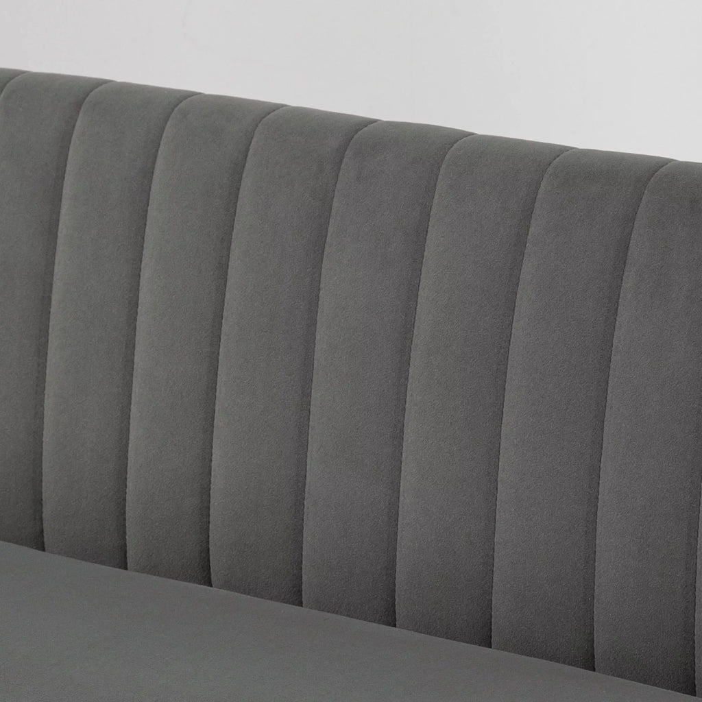 Sofa 2-vietė su medinėmis kojelėmis, 117 cm, tamsiai pilka