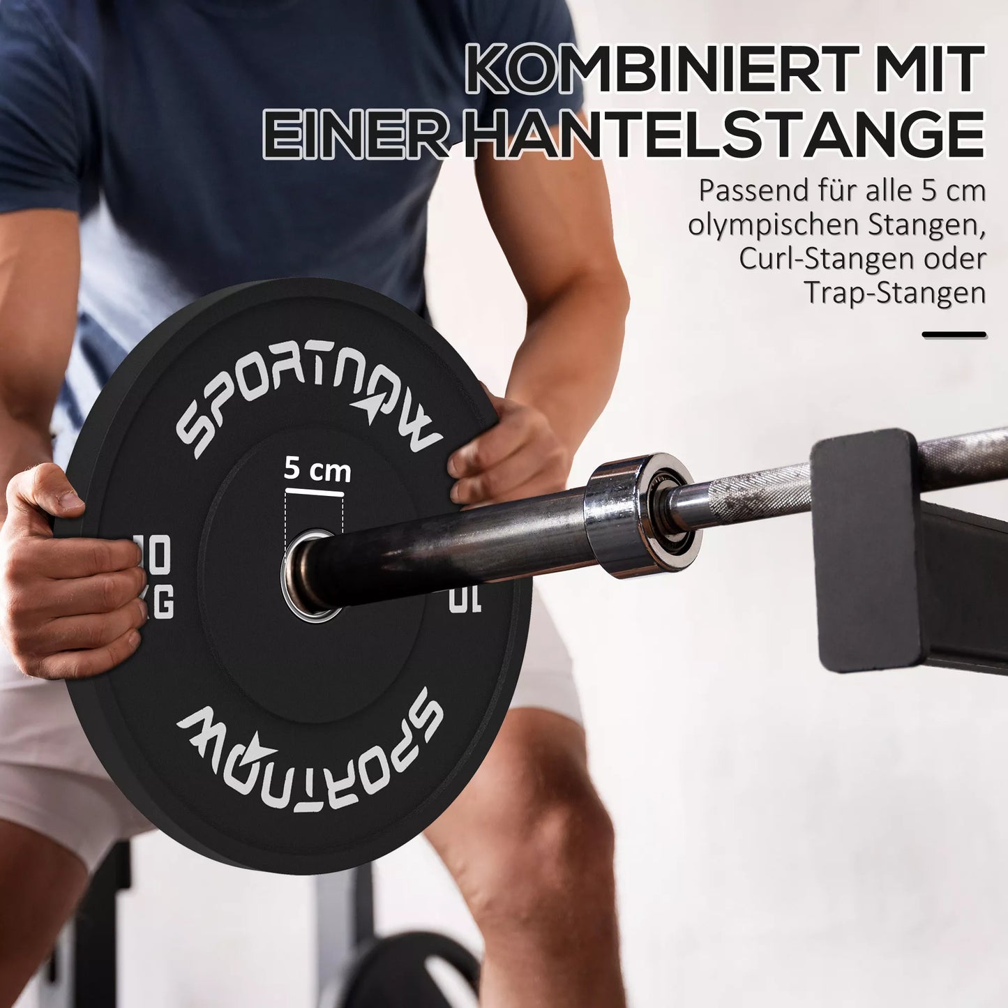 SPORTNOW svarmenų diskų rinkinys, 2 x 10 kg, olimpinio standarto, guminiai, nekelia triukšmo, juodi