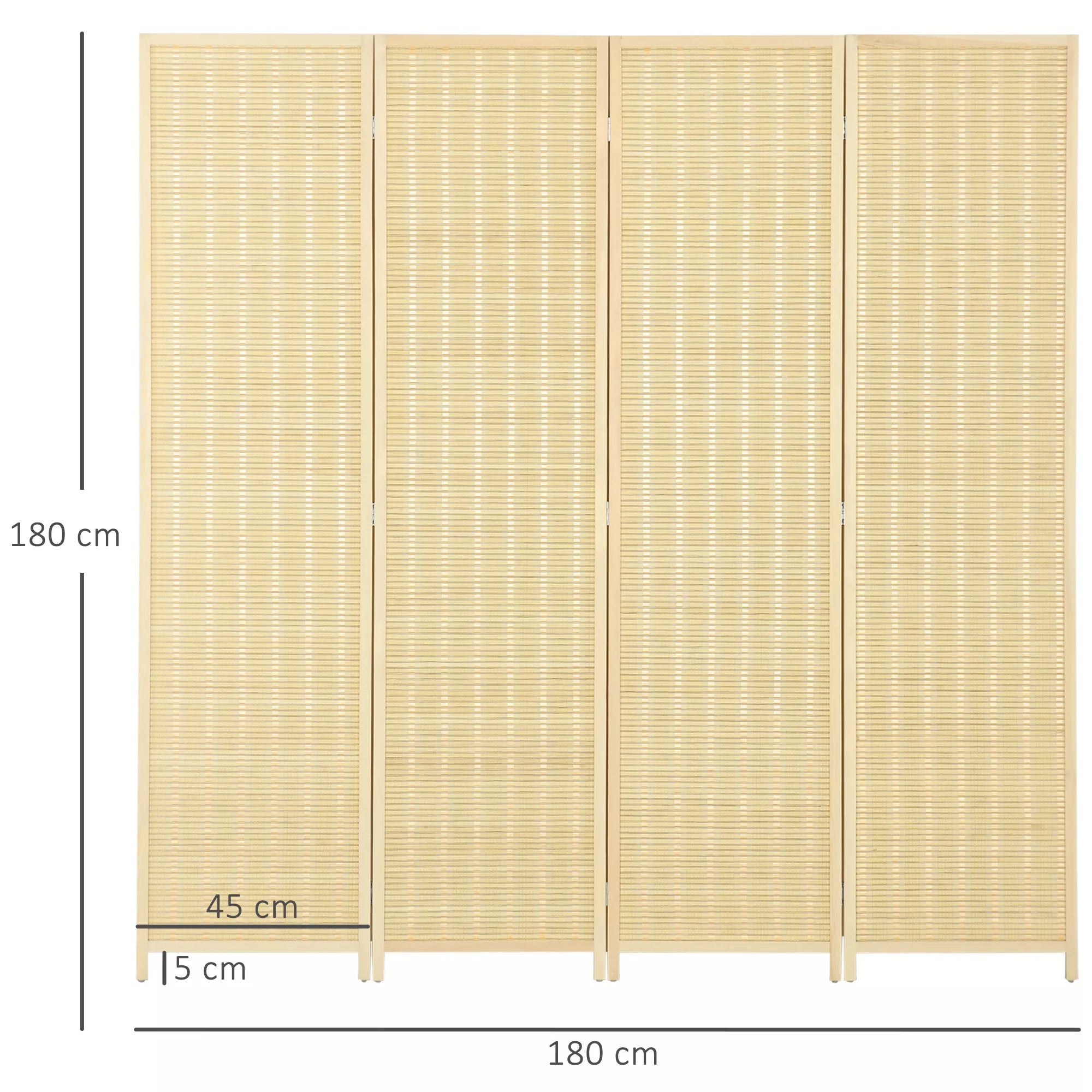 4 dalių kambario pertvara, 180 x 180 cm, sulankstoma bambuko ir medvilnės pertvara, skirta svetainei, miegamajam, gamtai