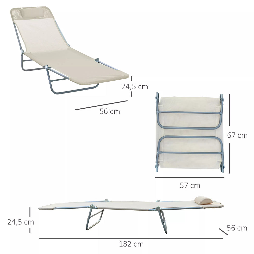 Sulankstomas gultas Sodo gultas su pagalve Reguliuojamas gultas su 5 pakopomis Kempingo gultas, atlaikantis iki 120 kg svorį, tinka sodui, balkonui ir baseinui, 4 spalvos (kreminė)