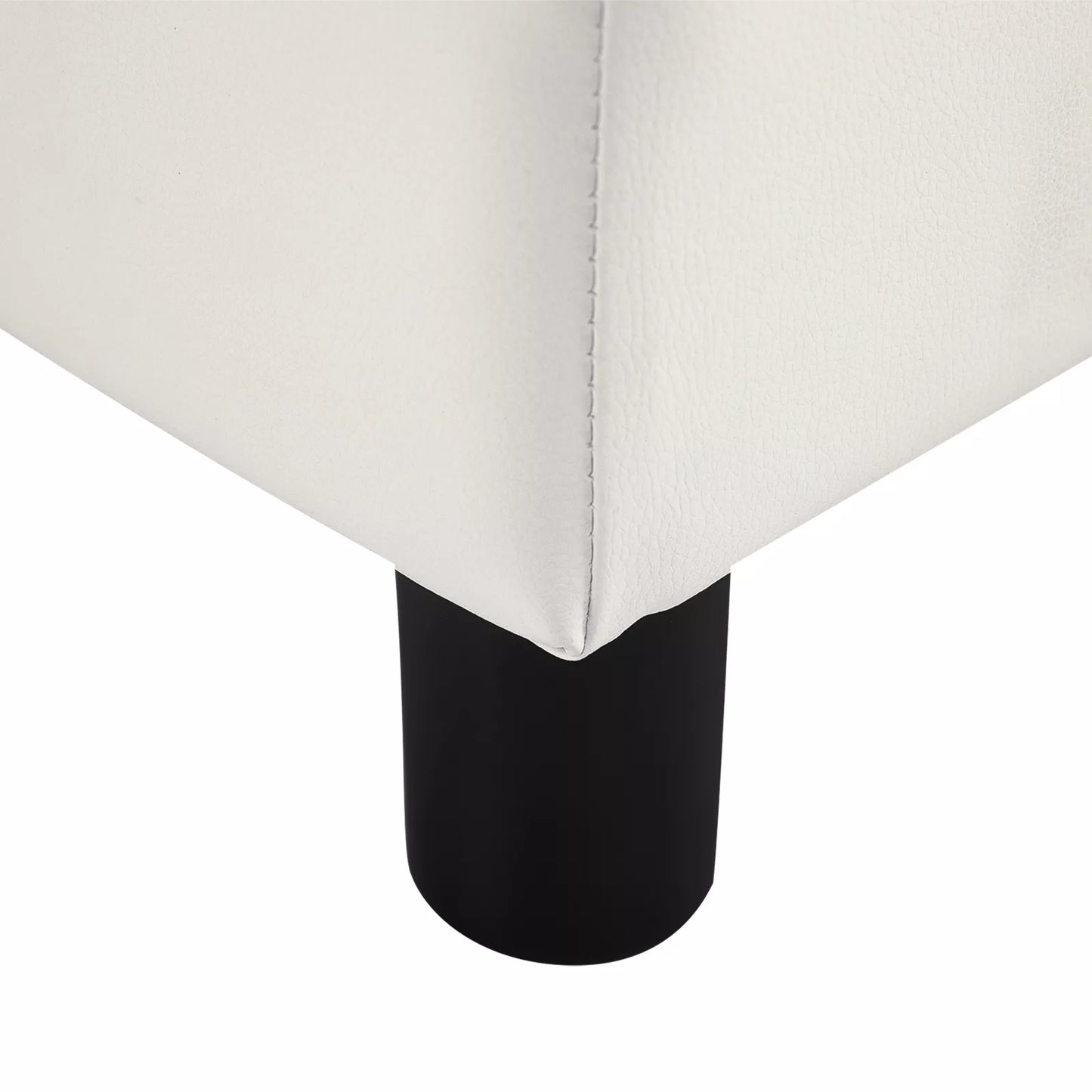 Sėdima taburetė su dirbtine oda, modernus pufas, taburetė su dirbtine oda, otomanas miegamajam, svetainei, balta