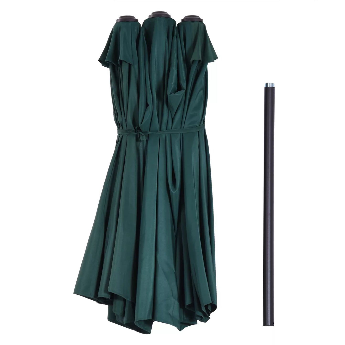 Sodo skėtis, turgavietės skėtis, dvigubas skėtis, terasos skėtis su rankena, tamsiai žalias, ovalus, 460 x 270 x 240 cm