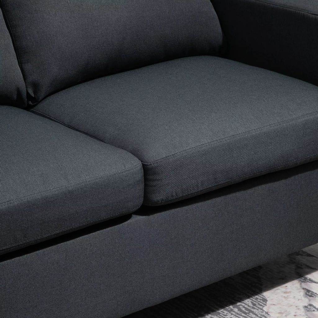 Kampas sekcija, 3 vietų sofa su pagalvėlėmis, kampinė sofa, L formos sofa svetainei, miegamajam 197 x 139 x 91 cm, linas, tamsiai pilka