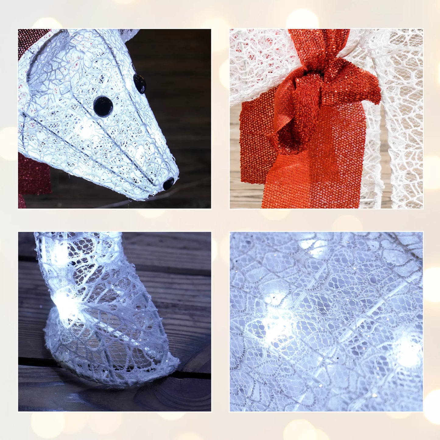 2 dalių kalėdinė dekoracija su baltuoju lokiu, 140 baltų LED, atspari vandeniui, su laikmačiu, skirta naudoti viduje ir lauke