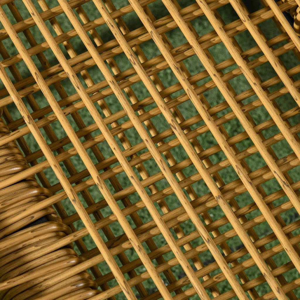 Polyrattan sodo kėdė ir taburetė, reguliuojamas atlošas, šviesiai ruda/pilka/juoda
