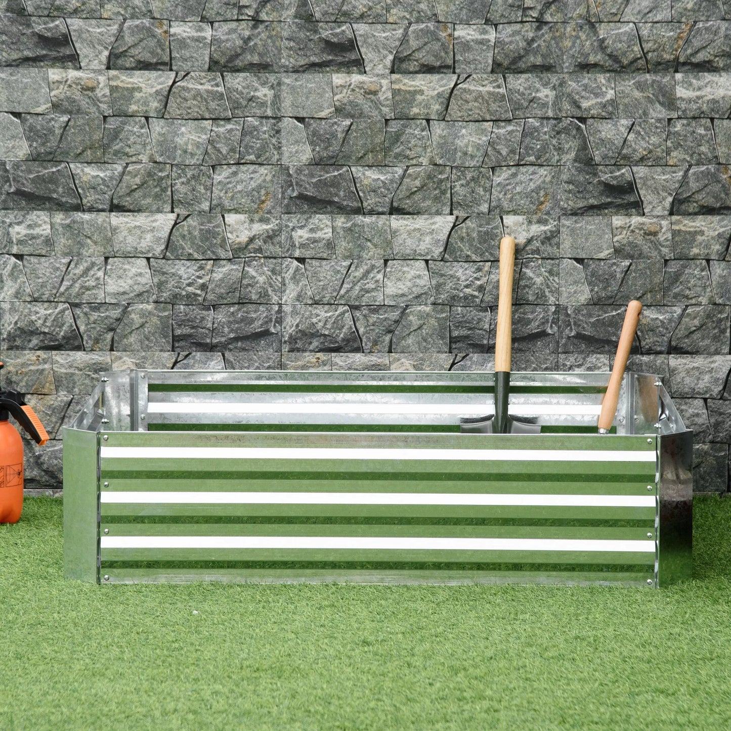 Pakeltas lysas iš cinkuoto plieno, daržo lysas, sodinimo dėžė sodui, gėlių dėžė, gėlių vazonas, sidabrinis 120 x 90 x 30 cm