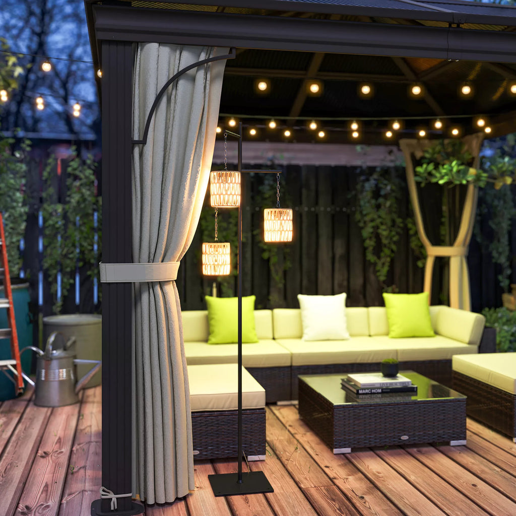 Saulės stovas Rattan saulės lempos su šviesos jutikliu 3 šviesos Automatinis boho stiliaus IP44 Apsaugotas nuo purslų