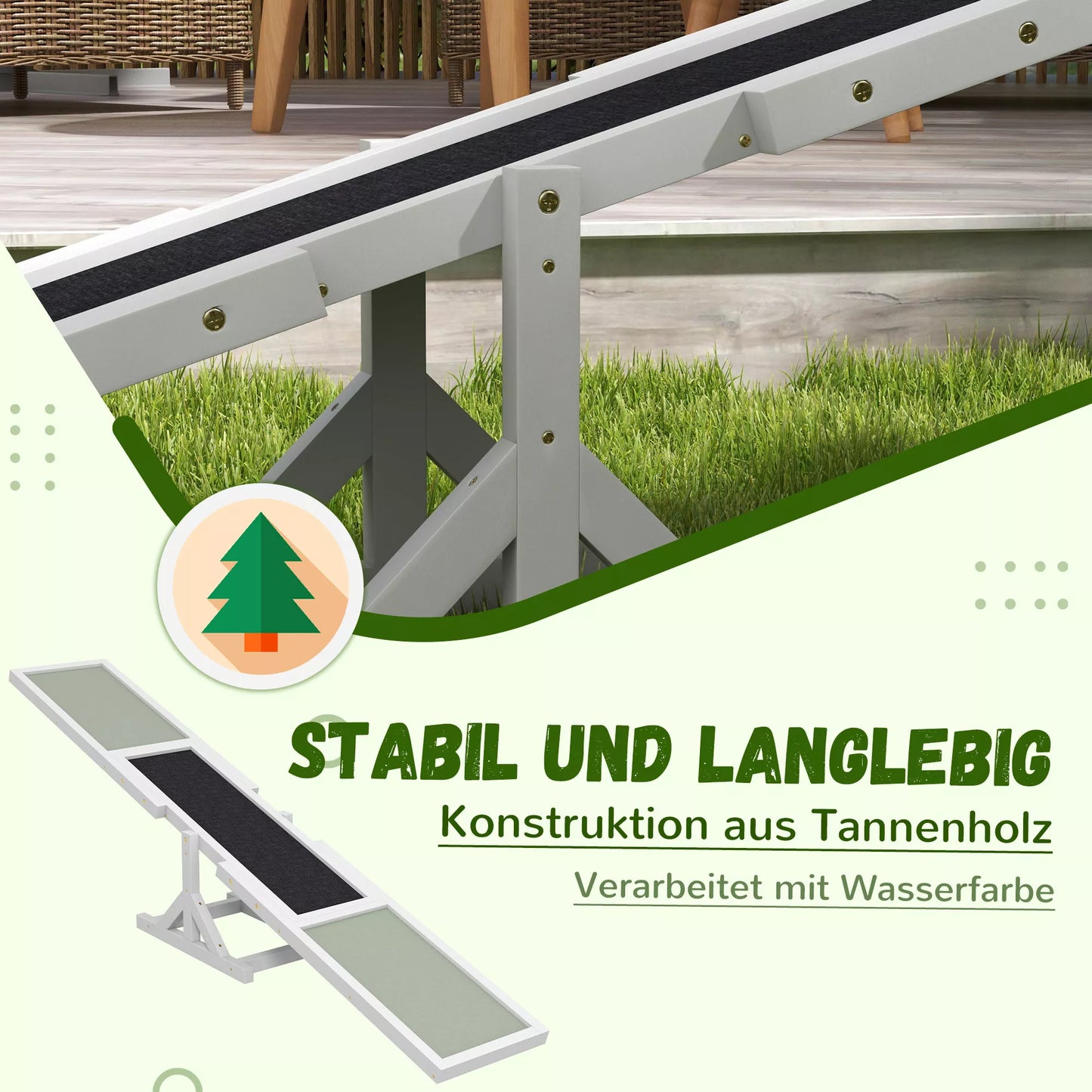 Šunų balansyras Agility treniruotėms, neslystantis, atlaiko iki 50 kg, 180 x 30 x 30 cm