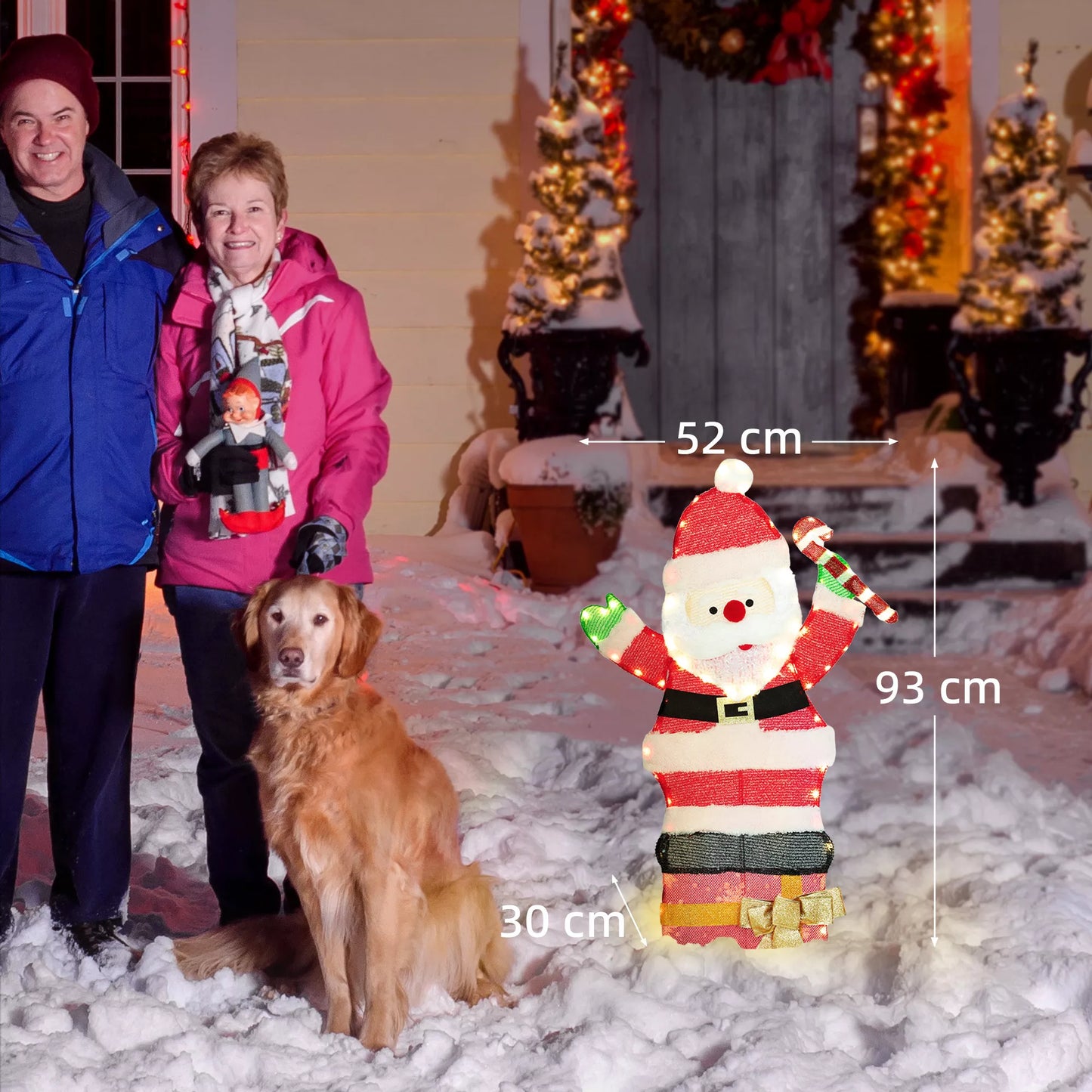 97 LED kalėdinė puošmena, Kalėdų Senelis šiltai balta spalva, plieninis rėmas, daugiaspalvis