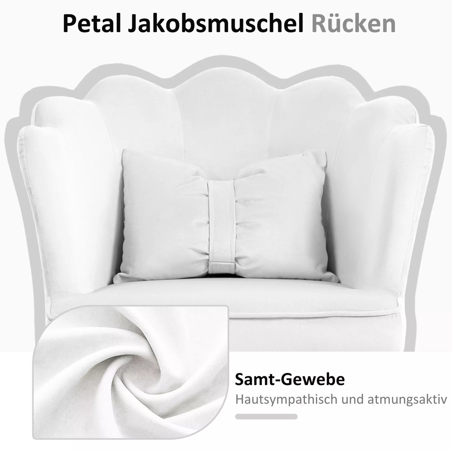 Biuro kėdė su žiedlapių dizainu, lankelio formos pagalvėlė, minkštai paminkštinta, balta