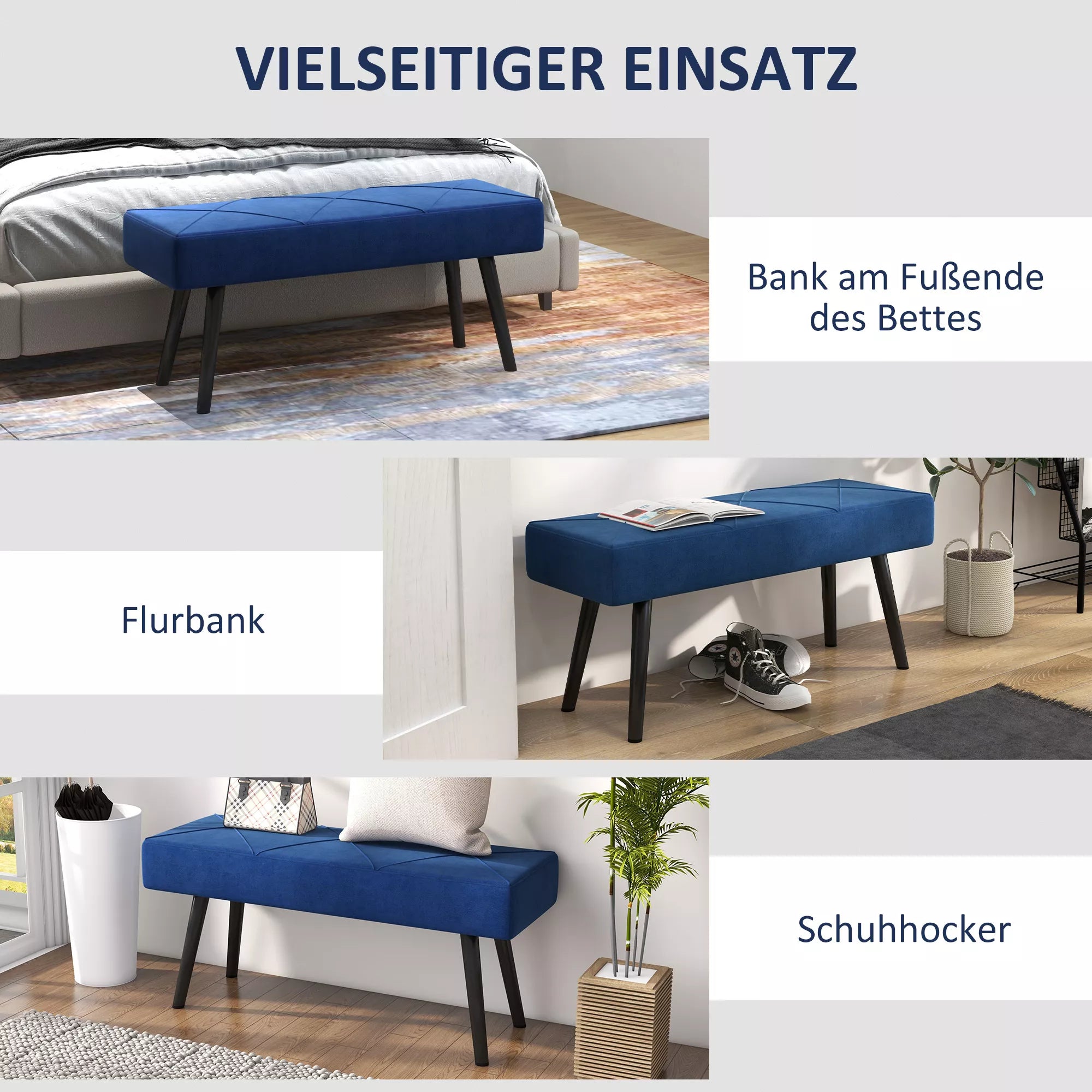 Sėdimoji sofa, minkšta sofa, lovos sofa, aksomo išvaizda, 100 x 36 x 45 cm, mėlyna