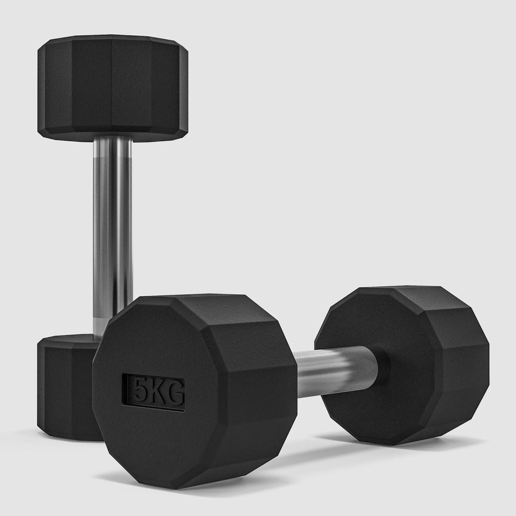 SPORTNOW Hantelių rinkinys 2 x 5kg, ne-riedančios, neslystanti rankena, guminė danga, metalo šerdis, juoda