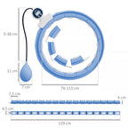 Išmanusis Hula Hoop lankas suaugusiems su svorio kamuoliuku, skaitliuku, 16 segmentų (76-113cm), šviesiai mėlynas